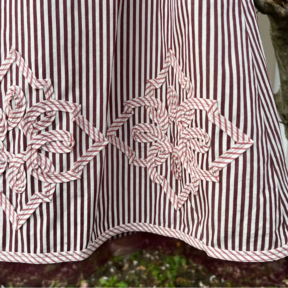 New Powder Pink Brown Striped Skirt‎ A-Line Office Siren School Teacher 3D Artsy